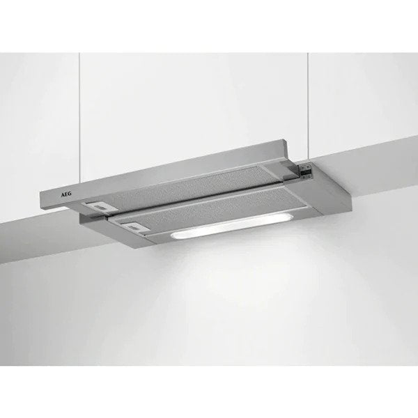 Hota incorporabila telescopica AEG, Putere de absorbtie 647 mc/h, 1 motor, 3 viteze, 60 cm