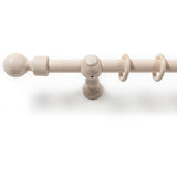 Galerie simpla Giro, lemn masiv cu diametrul 28 mm, consola clasica, 200 cm, alb antic, kit complet cu inele si carlige
