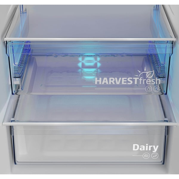 Combina frigorifica Beko B3RCNA404HM, 355 l, No Frost, HarvestFresh, AeroFlow, Fast Freeze,Dairy compartment ,MaxStore, Clasa E, H 203.5 cm, Gri