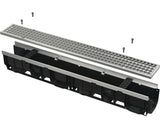 Rigola Polipropilena Alca AVZ103-R104 1000x143x148 mm Gratar Otel Galvanizat Scurgere Verticala Ø110 mm si Orizontala Ø 50/75 mm C 250