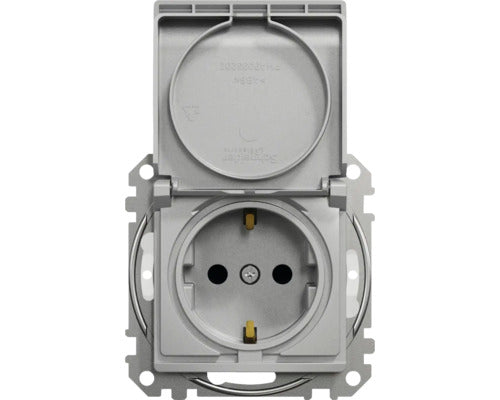 Priza 2p+e Simpla Schneider Sedna Design, Capac De Protectie Ip44, Obturatoare Aluminiu