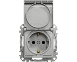 Priza 2p+e Simpla Schneider Sedna Design, Capac De Protectie Ip44, Obturatoare Aluminiu
