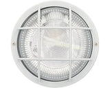 Lampa Rotunda Alba 60w Cu Grilaj De Protectie Din Plastic, Protectie La Umiditate Ip44