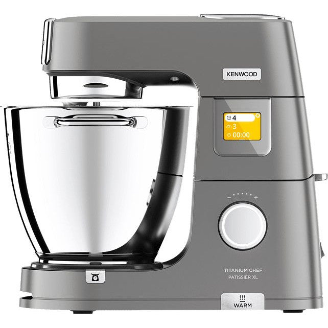 Robot de bucatarie KENWOOD KWL90.164SI Titanium Chef Patissier XL, 1400 W, 6 functii presetate, 2 vase 7 l/5 l, accesoriu masina de tocat, 13 trepte viteza, cantar integrat, sistem de incalzire, 4 accesorii, argintiu