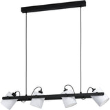 Lustra vintage Eglo Hornwood 1 43425, 4xE27, 4x28W, 110 cm, Lemn/Otel, Alb/Negru