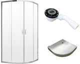 Set Cabina de Dus Semirotunda Radaway Alienta A800 cu Cadita de Dus si Sifon, 80x80 cm, Sticla Transparenta, Profil Crom