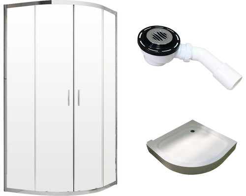 Set Cabina de Dus Semirotunda Radaway Alienta A800 cu Cadita de Dus si Sifon, 80x80 cm, Sticla Transparenta, Profil Crom