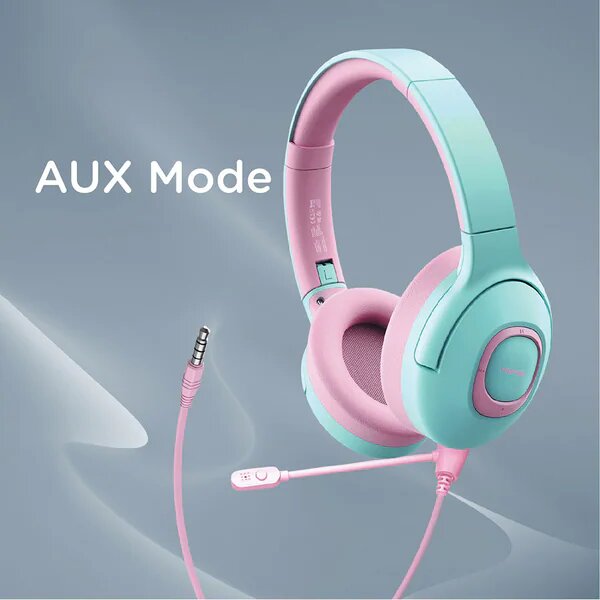 Casti Pentru Copii PROMATE Coddy, Bluetooth, On-ear, Microfon, Albastru-Roz