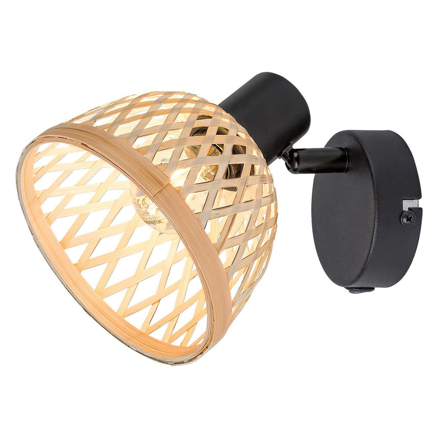 Lampa din ratan, Rabalux, soclu E14x15W, negru