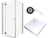 Set cabina de dus patrata Radaway Torrenta KDJ 90L cu cadita de dus si sifon 90x90 cm, sticla transparenta, profil crom