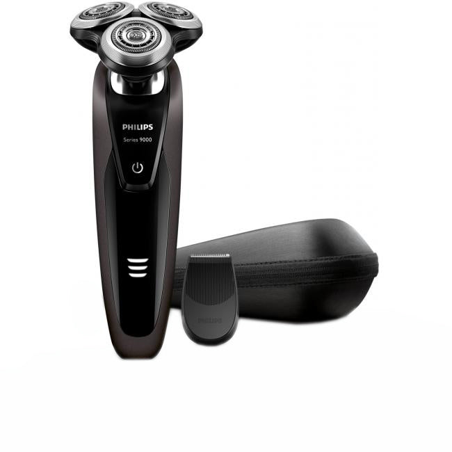 Aparat de ras Philips S9031/12, Wet & Dry, Acumulator, 3 capete, Trimmer, Negru