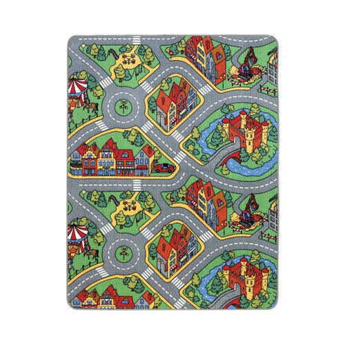 Covor pentru copii model oras, cu stradute, multicolor, 130x175 cm