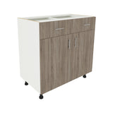 Corp Baza haaus Karo, 2 Sertare, 2 Usi, Stejar Sonoma Inchis/Alb, 80 x 50 x 80 cm