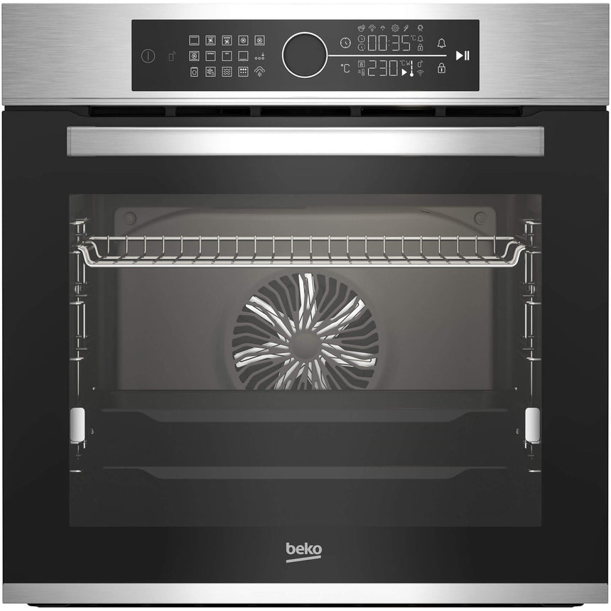 Cuptor incorporabil Beko BBIM12400XCS, Electric, Autocuratare catalitica, 72 l, AeroPerfect, Grill, 3D Cooking, Steam Shine Cleaning, SoftClose, RecycledNet, Clasa A+, Negru