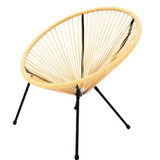 Scaun terasa rotund din metal si ratan artificial, 4 picioare, natur, 85x71x85 cm