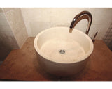 Lavoar Rotund din Travertin Mega 05, 40,6x15 cm, Crem