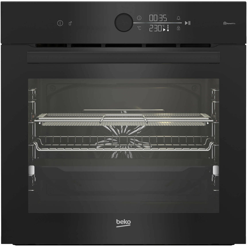 Cuptor incorporabil BEKO BBIMA17410BMPW, Electric, 72 l, Autocuratare pirolitica, AirFry, AEROperfect, SteamShine Cleaning, Wi-Fi, Booster, LED display touch control, Clasa A+, Negru