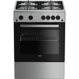 Aragaz Beko FSGT62130DXO, 4 arzatoare, Gaz, Aprindere electrica plita/cuptor, Grill, Rotisor, 60 cm, Inox