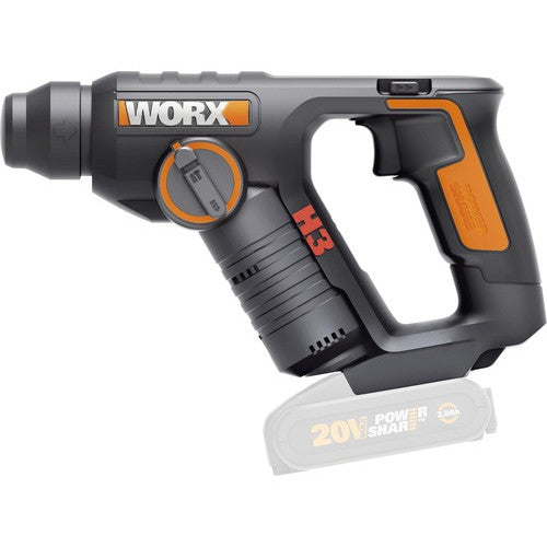Ciocan rotopercutor fara acumulator Worx WX394.91 H3 20V, 1,5J SDS-plus, inclus adaptor mandrina rapida