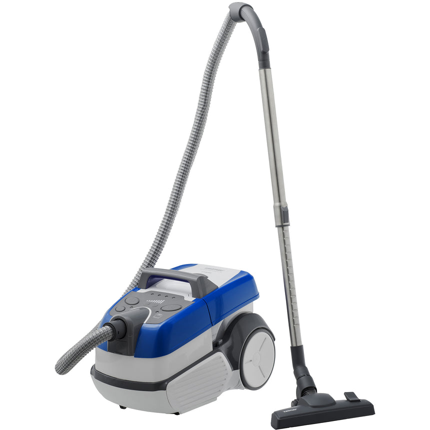 Aspirator cu spalare Zelmer ZVC9140D, Wet&Dry, 2100 W putere maxima, digital, reglare electronica a puterii de aspirare, rezervor apa 5.2 l, filtru HEPA 13, alb/albastru