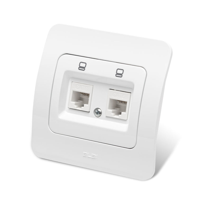 Priza Dubla UTP RJ45 Elbi Jazz Cat6 Incastrat Alb ST