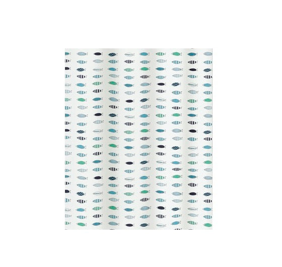 Perdea De Dus Spirella Santorini Textil 180x200 cm, Alb-Albastru
