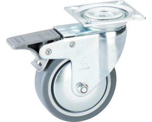 Roata Pivotanta Metalica & Plastic Tarrox Ø100mm, Placa Fixare 60x60 Mm, Cu Rulment & Frana