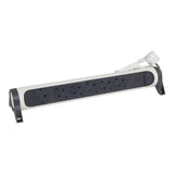 Prelungitor rotativ Legrand Revolution L694526, cu intrerupator iluminat, 6 prize, protectie ultrasarcina, indicator LED, sectiune cablu 3x1.5mm, cordon, 1.5m, Alb/Gri