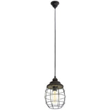 Pendul vintage Bampton, EGLO, E27, 1x60W, otel, lemn, maro-patinat, 110 x 18 cm, inaltime reglabila, IP20