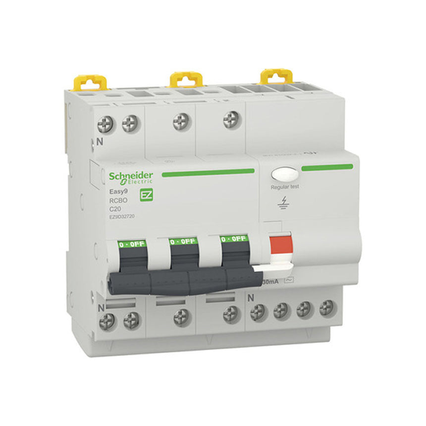 Siguranta electrica automata diferentiala Schneider Electric Easy9 EZ9D32720, 3P+N, 4,5kA/30mA, caracteristica C, 20A