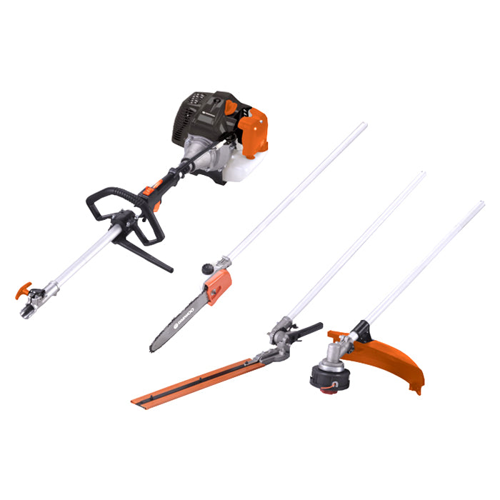 Unealta multifunctionala pe benzina Daewoo, putere 2 CP, 52 CC, fierastrau cu lant + foarfeca tuns gard viu + trimmer tuns iarba
