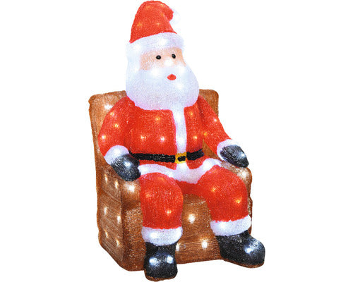 Figurina Mos Craciun 100 Led-uri H 60 Cm Alb Rece