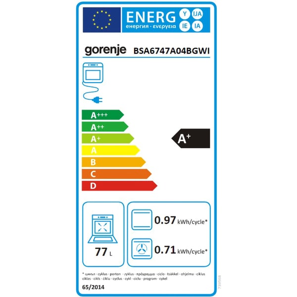 Cuptor Incorporabil GORENJE BSA6747A04BGWI, Electric, Autocuratare Catalitica, 77 l, WiFi, Clasa A+, Negru