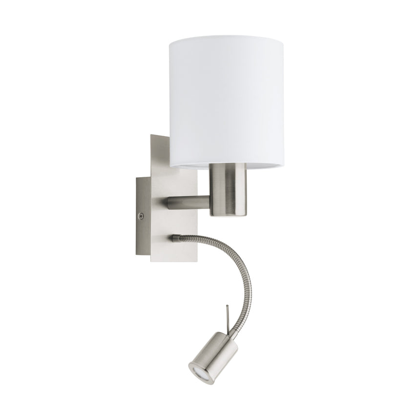 Aplica textila, Pasteri, 96477, E27, Nichel Mat-Alb, LED 3,5W, 380lm