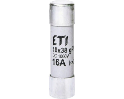 Siguranta fuzibila cilindrica gPV, ETI, protectie module fotovoltaice, 10x38, 16A, 1000V DC, 002625081