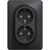 Priza dubla Schneider Sedna Design SDD314221, 2P+E, cu obturatoare, Antracit