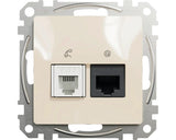 Priza Telefon Si Date Rj11 + Rj45 Schneider Sedna Design Cat5e, Bej