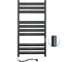 Radiator Baie, Electric Navin Ellipse Black Moire, 500x1000 Mm, 130w Digital, Conexiune Stanga, Negru