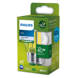 Bec LED cu filament Philips Ultra Efficient, P45, E27, 2.3W (40W), 485 lm, lumina neutra (4000K), Clasa energetica A