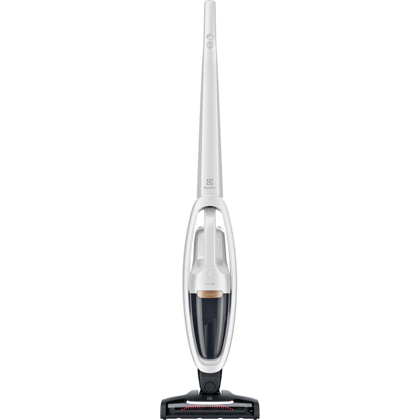 Aspirator vertical 2in1 Electrolux Well Q8 WQ81-ALRS, 52W, 25,2V HD, 2 trepte de putere, Perie parchet cu LED, Perie cu UV pentru tapiterie, Perie pentru mobila, Alb metalic