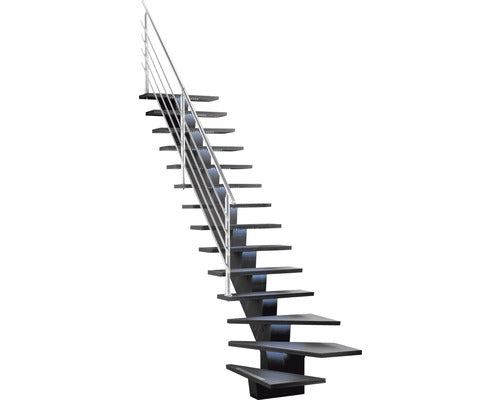 Scara De Interior Cu Vang Central Pertura Agape Rasucita La 1/4 Stanga Din Valchromat Fara Balustrada 15 Pasi 14 Trepte