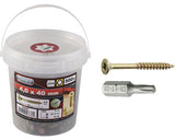 Holsuruburi Universale Cu Cap Inecat Torx Connex 4x40 Mm Otel Zincat Galben Pachet 500 Bucati Incl. Bit Torx 25mm