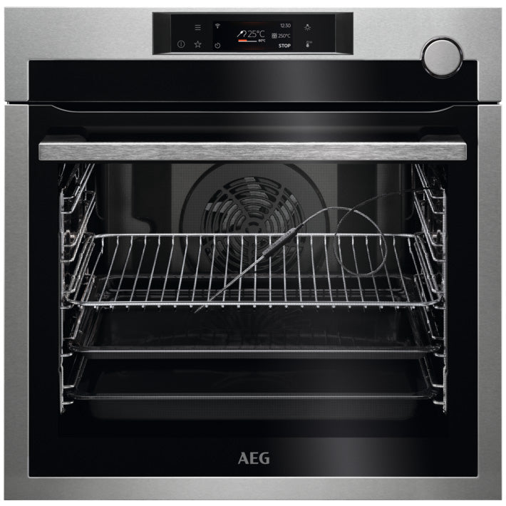 Cuptor incorporabil AEG BSE778380M, Electric, 72 l, Autocuratare pirolitica, SteamCrisp, Afisaj digital, Timer electronic, Conectivitate WiFi, Clasa A+, Inox antiamprenta