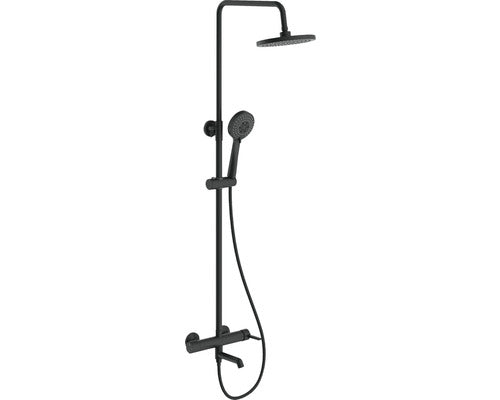 Sistem de dus cu baterie Fayans Phoenix-N, dus fix Ø20 cm, para dus 3 functii, negru