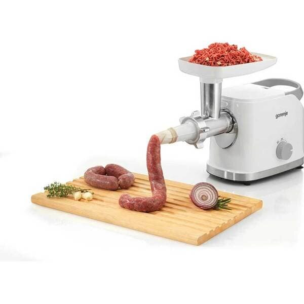 Masina de Tocat Carne GORENJE MG1802SJW, 2.1kg/min, 1800W, Accesoriu Feliere/Razuire, Alb-Argintiu