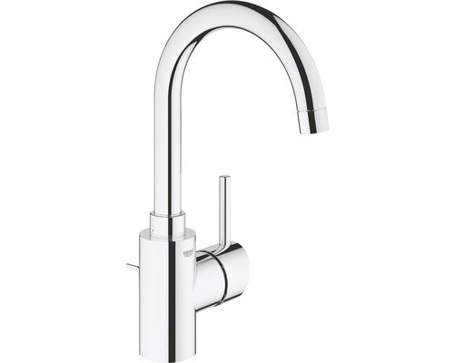 Baterie de lavoar Grohe Concetto 32629002, 3/8'', marimea L, monocomanda, evacuare cu tija, pivotanta, crom