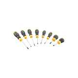 Set de 8 surubelnite Phillips Stanley Cushion Grip STHT16167-0, maner ergonomic din doua materiale pentru confort la aplicatii repetitive, forma octogonala pentru prindere si cuplu superior, varf magnetic de oxid negru, bara din otel-crom-vanadiu