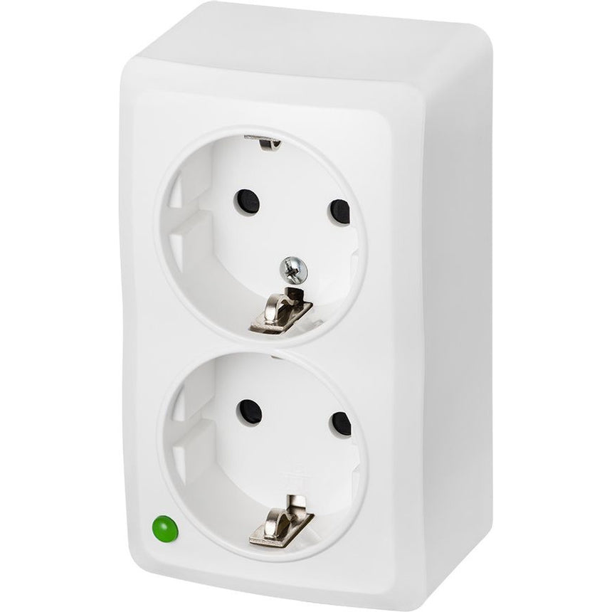 Priza dubla Schuko Berg, Elektro-Plast, 2x2P+Z, 16A, IP20, Alb