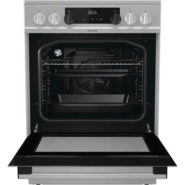 Aragaz GORENJE ECS6350XC, 4 arzatoare, Electric, L 60 cm, Inox-Negru
