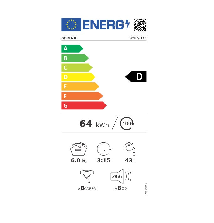 Masina de spalat rufe verticala GORENJE WNT62112, 6 kg, 1200rpm, Clasa D, Alb